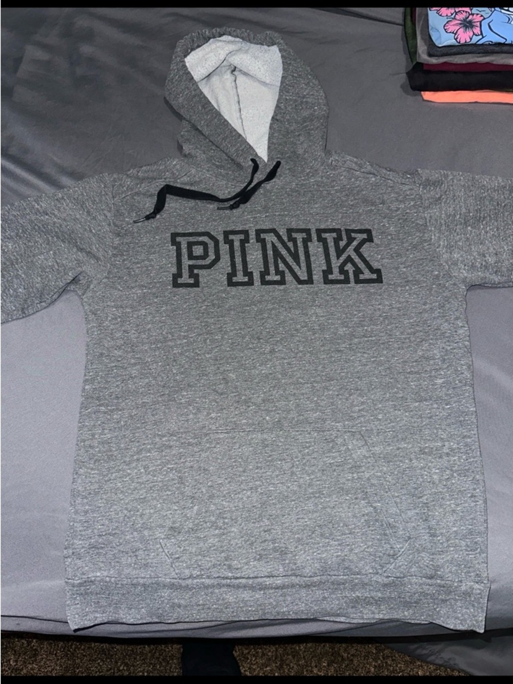 Victoria’s Secret PINK Gray and Black Pullover Hoodie Size XS